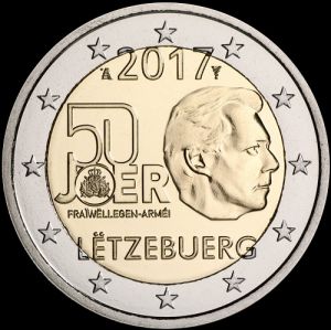 2017 Lucembursko - 50 let armády 2 eur